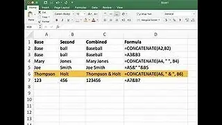 How to combine two sets of data in different columns in excel using concat formula