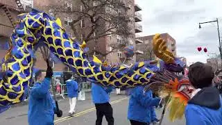 Lunar New Year Parade Flushing Queens NYC Chinese Lion Dancers dance FCBA New York City NY USA 2023