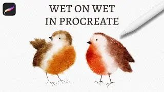 How to Digitally Paint Watercolor Robins (birds) in Procreate | Wet on Wet Technique in Procreate