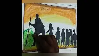 Gandhi jayanti drawing || dandi March drawing ||👌👌😊😊🥰🥰 #short#sonamartwork