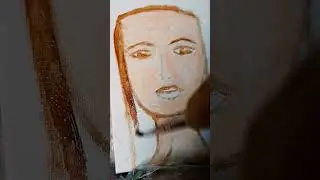 I draw a portrait of a woman. Oil paints on canvas. Art 