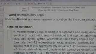 approximately equal Common Core Math Standards Top Words CCM42.com