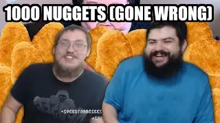 two men shove as much meat into their mouths as possible