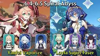 C6 Yanfei Vaporize & C6 Layla SuperTaser - Genshin Impact 6.4-6.5 Spiral Abyss Full Clear