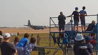 Lockhead C130 Hercules landing at Waterkloof Airbase, Pretoria, South Africa during airshow