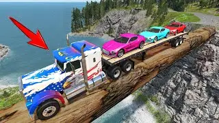Cars vs Log Bridge #3 - BeamNG.Drive - Beamng Cars