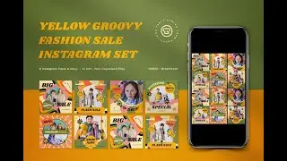 Download Yellow Groovy Fashion Sale Instagram Pack Stock Graphics
