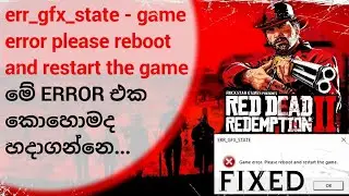 Red Dead Redemption 2 err_gfx_state Game Crash Fix | How to Resolve err_gfx_state Game Error | RDR2