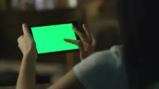 Girl with Tablet  Green Screen Footage