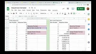 Using Google Sheets to Compute Sequence Values