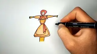 Как нарисовать чучело на Масленицу