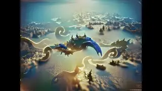 Blue leviathan dragon flying over hyrule, unreal engine, trending on ArtStation