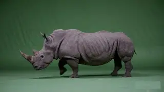Realistic Rhino Walking – Free Green Screen Loop Animation
