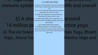 Importance of Yoga | 10 lines on yoga | International Yoga Day | 21 June 