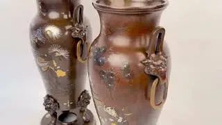 A pair of large Meiji period bronze vases