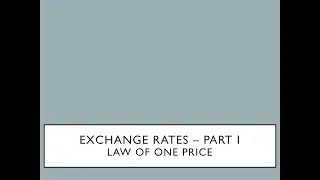 Exchange Rates -Part I (Law of One Price)