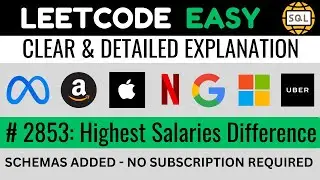 Leetcode 2853 - Highest Salaries Difference - Solved by Everyday Data Science | ABSOLUTE difference