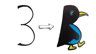 draw with number 3 / how to draw with numbers / How to draw a Penguin