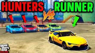 Supra vs 4 Hunters! GTA 5 Manhunt