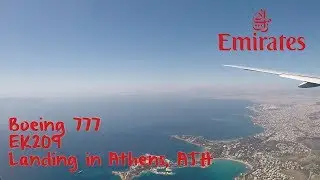 Landing in Athens, Emirates flight EK209 from Dubai, Boeing 777