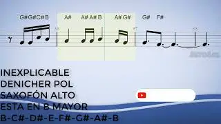 Inexplicable, Denicher Pol, Saxofón Alto, Partitura, Cifrado, Notas, Tutorial