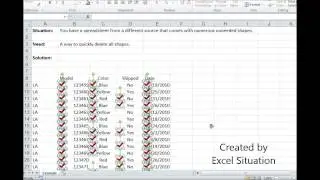 Excel delete shapes / objects