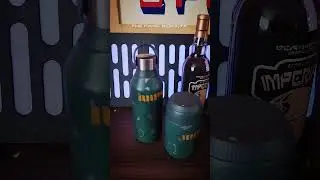 Repainting some bottles in the style of Boba Fett