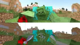 The Iron Golem VS The Mutant Zombie - Minecraft Blender Animation Rendered VS Plain