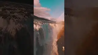 FPV Drone flying at the 'Gullfoss' waterfall in Iceland
