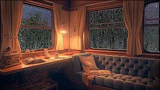 Night Train Ambience for Sleeping with Rain Sounds 8 hours