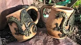 🐉 Кружка с драконом ручной работы из глины (часть 2)   🐉