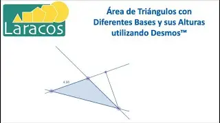 Área de untriángulo (ángulo mayor de 90 grados), diferentes bases y sus alturas utilizando Desmos