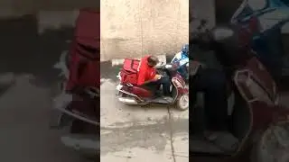 Indian delivery guy, eat a few portion of the food before delivered to customer