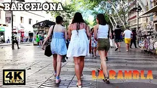 Barcelona Ciudad de Verano 🌞 Las Ramblas Walking Tour - July 2024 Barcelona, Spain [4K, 60ftps]