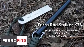 FERROFIRE K38-095D fire starter ignites dry leaves to start a fire