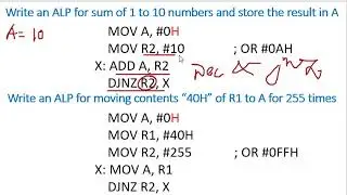 addition of 1 to 10 numbers in 8051 programming
