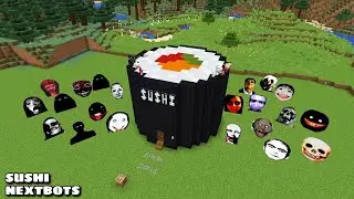 SURVIVAL SUSHI HOUSE WITH 100 NEXTBOTS in Minecraft - Gameplay - Coffin Meme