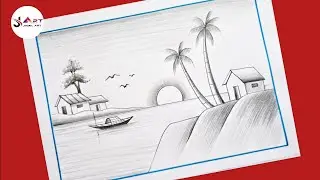 Sunset Scenery Drawing with Pencil || Beautiful Pencil Sketch 