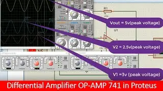 Differential amplifier using 741 op amp Proteus tutorial