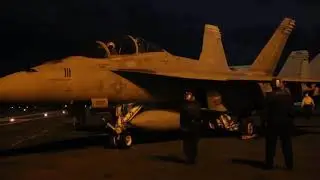 Jet Aircraft Launch & Land At Night • USS Gerald R. Ford - Military News