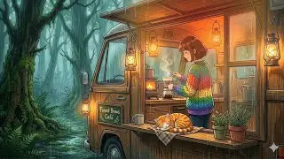 Cozy Forest Coffee Truck ☕ Quiet Morning | Ghibli Style Animation