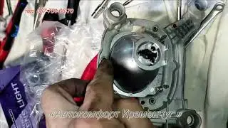 Замена мастерами штатных линз на линзы Guarand 3.0 дюйма на Hyundai Santa Fe 2015