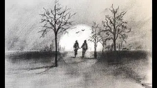 COMMENT DESSINER UN PAYSAGE AVEC UNE TECHNIQUE RAPIDE AU FUSAIN