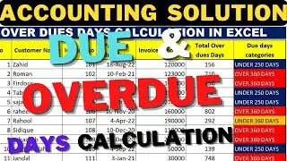 HOW TO CALCULATE DUE AND OVER DUE DAYS IN EXCEL |  DUE DAYS CALCULATION IN EXCEL