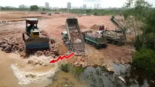 Excellent Operated Landfilling up Komatsu Dozers And Dump Trucks process