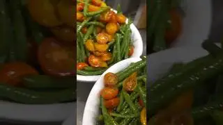 Mediterranean Vegan Green Bean Salad featuring cherry tomatoes and Mediterranean cilantro sauce