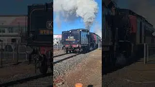 Restored Steam Locomotives K183 & K190 departing Shepparton Station on the North East Line