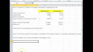 00176 - How To Use The PV Function To Compare Investments Using Microsoft Excel