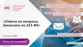 Ответы на вопросы. Заказчики по 223-ФЗ (12.08.2020)