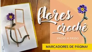 Flor de crochê - marcador de página